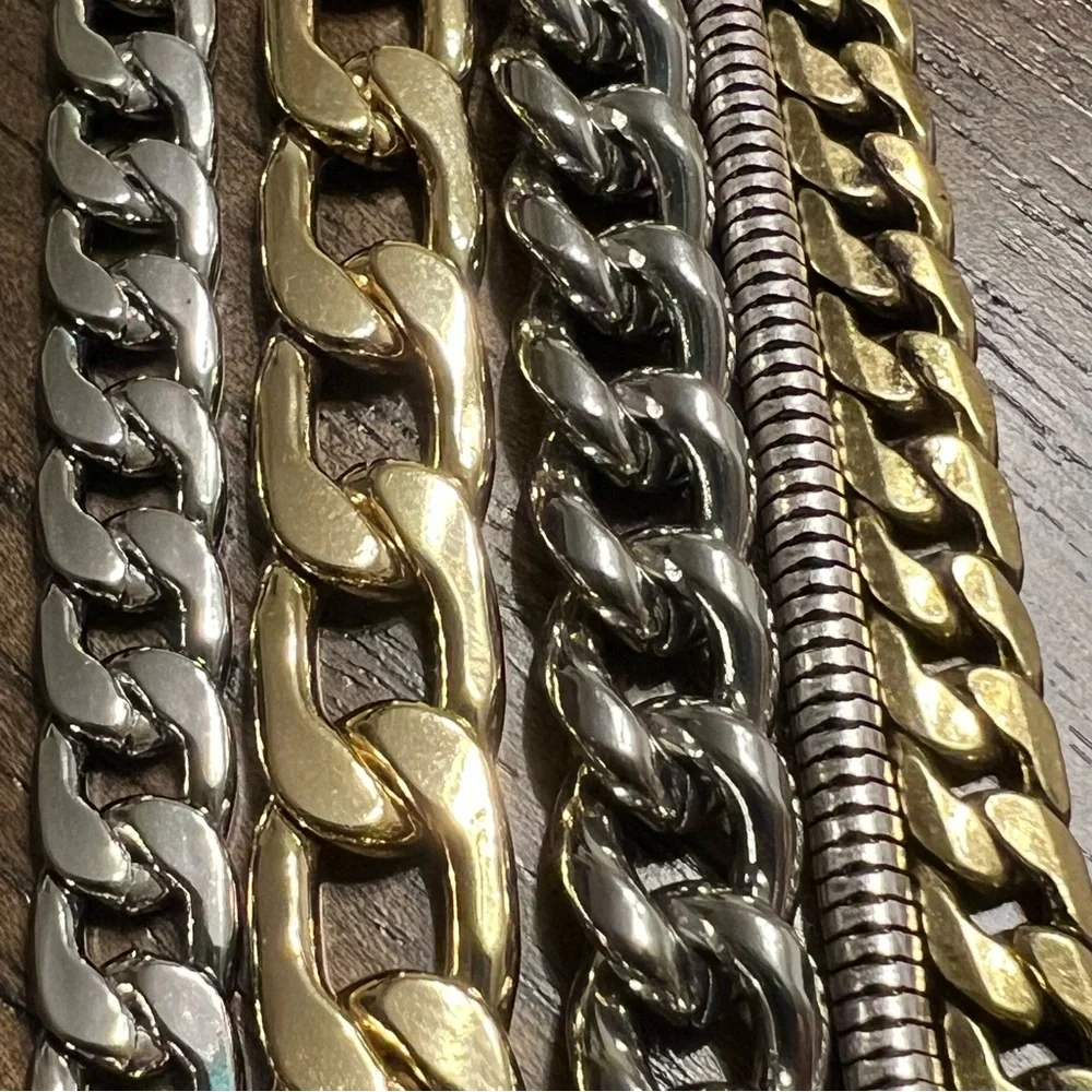 Jenny Bird Austin Cuff Mixed Metal Stacked Layered Chain Bracelet - Picture 5 of 6